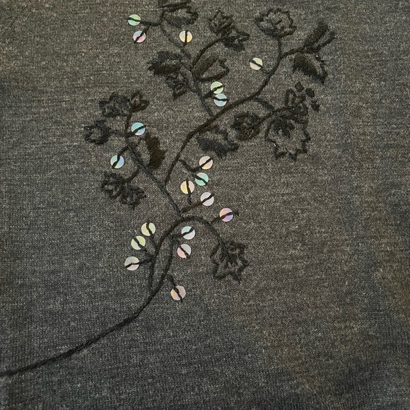 Dressy Grey/Black Top w/Embroidery - Picture 2 of 3